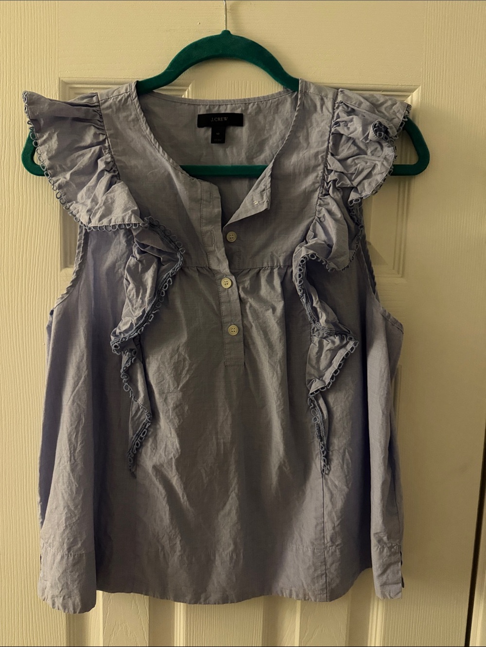 J. Crew Pale Lavender Ruffle Cotton Sleeveless Top